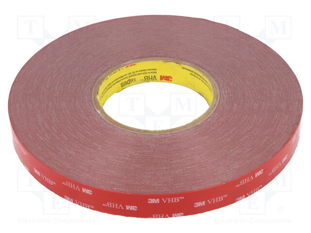 Tape: fixing; W: 19mm; L: 33m; D: 0.6mm; acrylic; grey; max.120°C