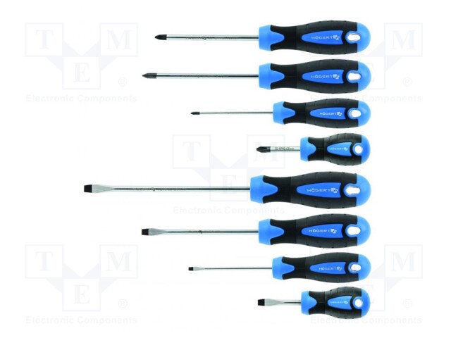 Kit: screwdrivers; Phillips,slot; Features: magnetic; 8pcs.