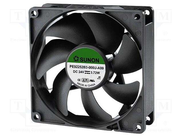 Fan: DC; axial; 24VDC; 92x92x25mm; 110.43m3/h; 43dBA; ball bearing