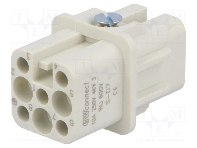 Connector: HDC; contact insert; female; S-D,S-D7; PIN: 8; 7+PE; 10A