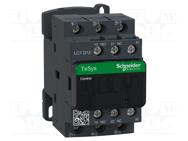 Contactor: 3-pole; NO x3; Auxiliary contacts: NO + NC; 380VAC; 12A