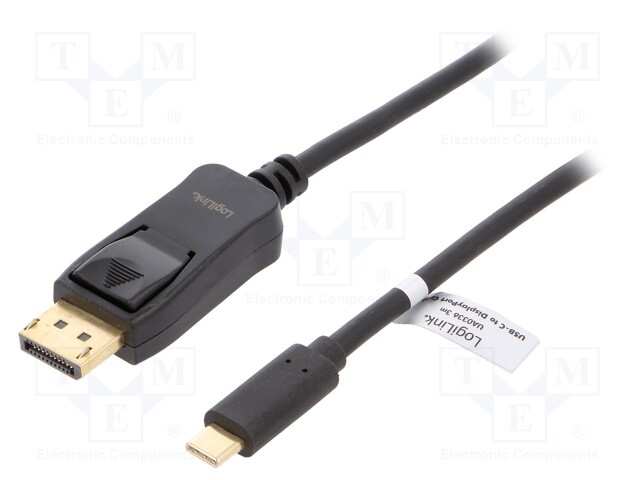 Adapter; DisplayPort plug,USB C plug; 3m; Colour: black