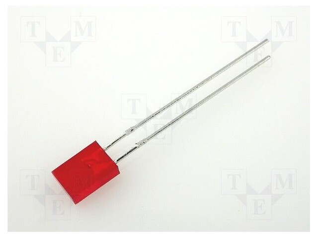 LED; rectangular; 5x2mm; red; 0.5÷1mcd; 110°; Front: flat; 20mA