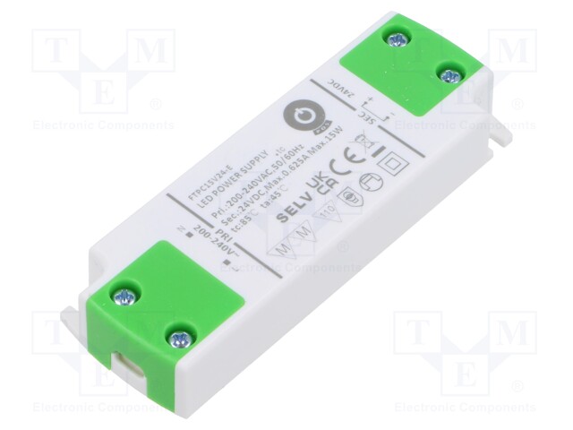 Power supply: switching; LED; 15W; 24VDC; 625mA; 180÷264VAC; FTPC-E