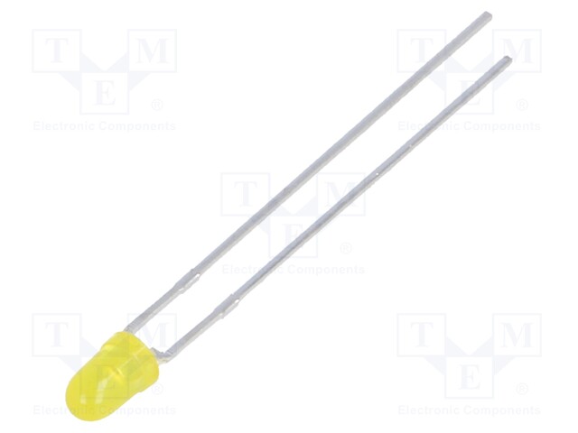 LED; 3mm; yellow; 70÷150mcd; 40°; Front: convex; No.of term: 2