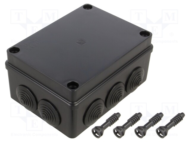 Enclosure: junction box; X: 110mm; Y: 150mm; Z: 70mm; IP65; black