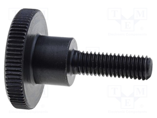 Knob; Dia: 20mm; M5; 30mm; H: 11.5mm; steel; black; Features: knurled