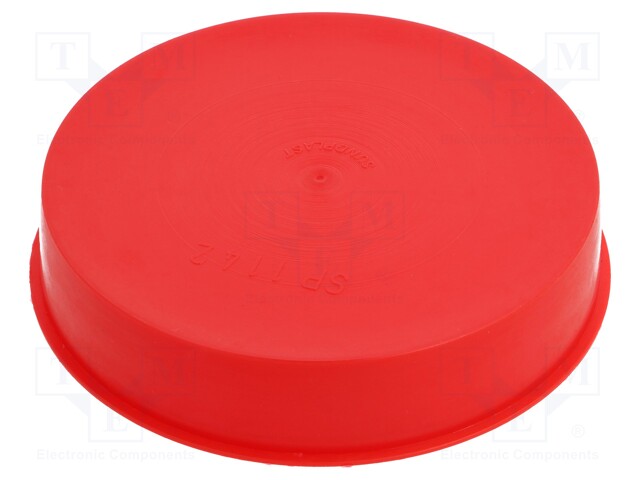 Plugs; Body: red; Out.diam: 115.6mm; H: 23mm; Mat: LDPE; Shape: round