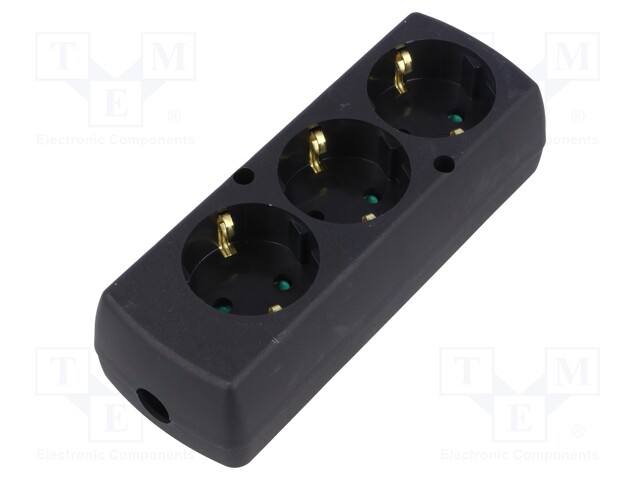 Connector: AC supply; splitter; Layout: 2P+PE; black; 250VAC; 16A