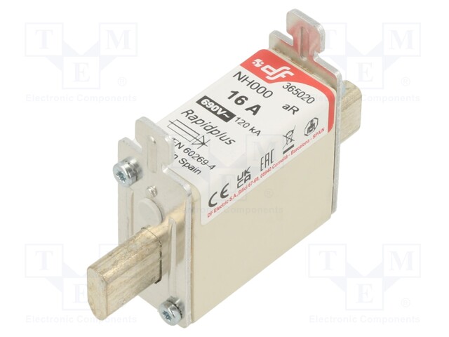 Fuse: fuse; aR; 16A; 690VAC; 440VDC; silver; NH000