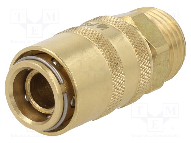 Quick connection coupling; straight; 15bar; Mat: brass; Seal: FPM