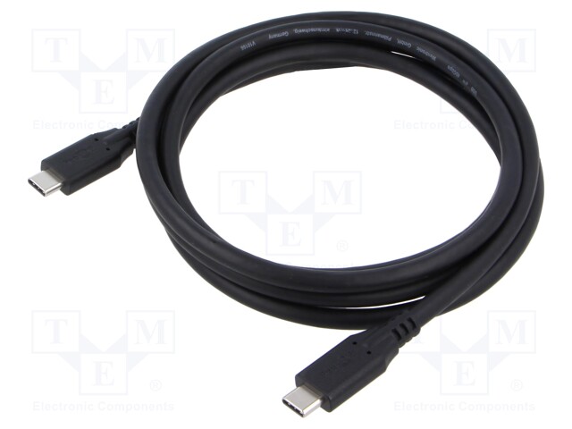 Cable; USB 4.0; USB C plug,both sides; 1.5m; black; 40Gbps; PVC