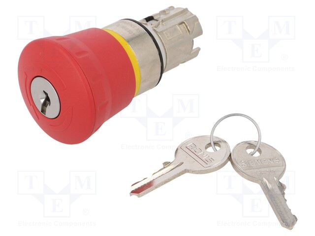 Switch: emergency stop with key; Stabl.pos: 2; 22mm; red; IP67