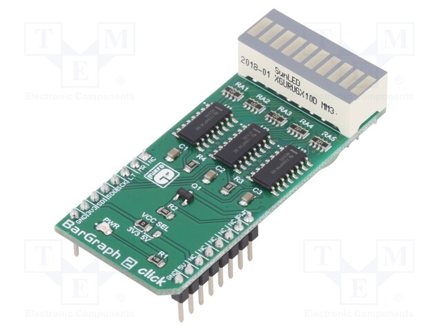 Click board; LED strap; PWM,SPI; 74HC595,XGURUGX10D; 3.3/5VDC