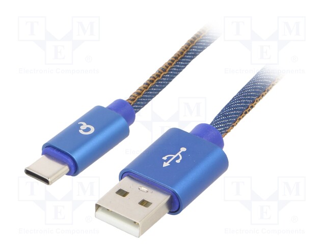 Cable; USB 2.0; USB A plug,USB C plug; gold-plated; 2m; 0.48Gbps