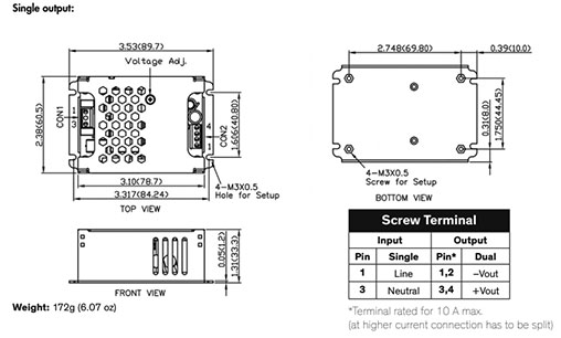 Power supply: switched-mode; modular; 65W; 5VDC; 89.7x60.5x33.3mm