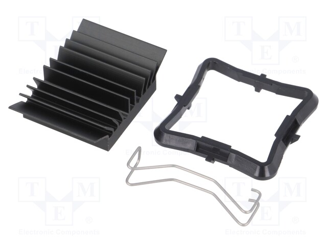 Heatsink: extruded; grilled; black; L: 25mm; W: 25mm; H: 9.5mm