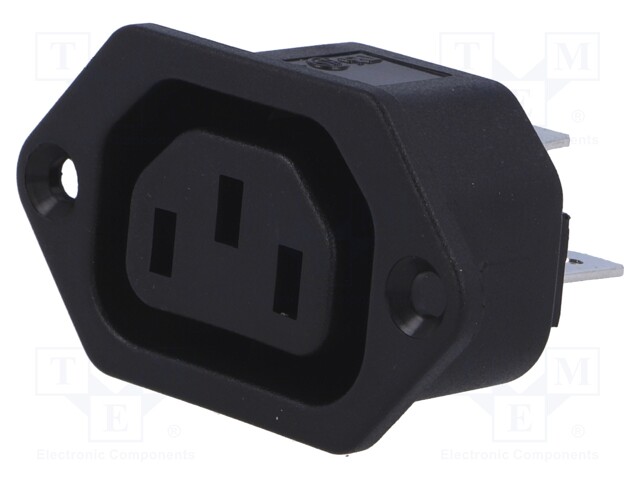 Connector: AC supply; socket; female; 10A; 250VAC; IEC 60320