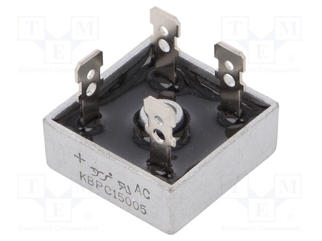 Single-phase bridge rectifier; Urmax: 50V; If: 15A; Ifsm: 300A