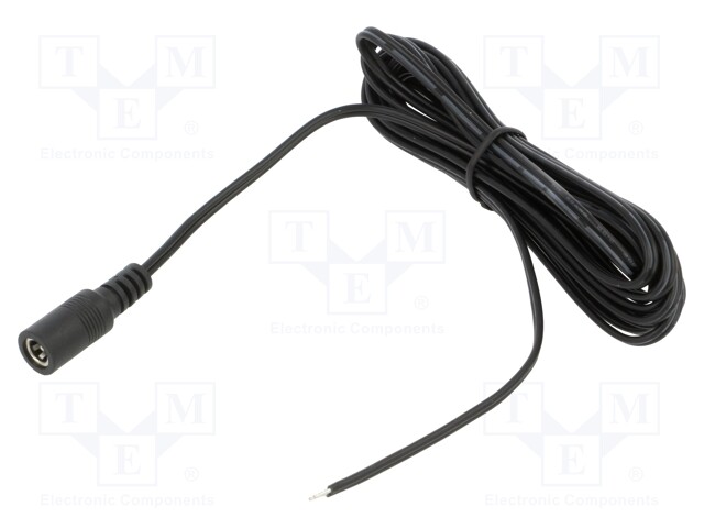 Cable; 2x0.5mm2; DC 5,5/2,1 socket; straight; black-gray,black