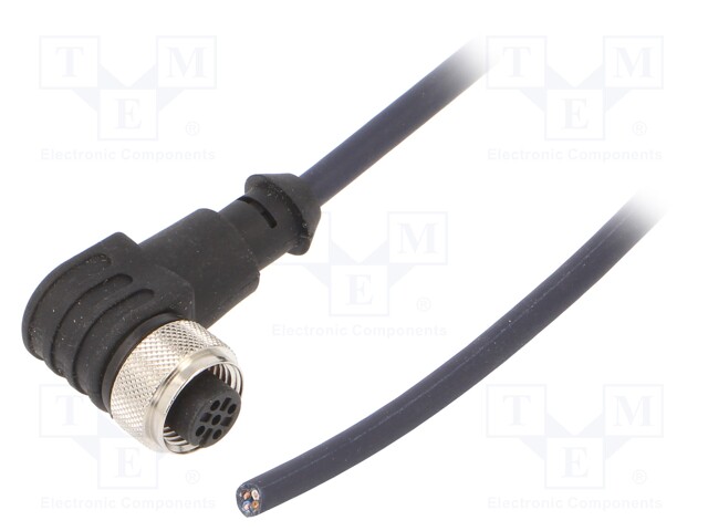 Connection lead; M12; PIN: 4; angled; 5m; plug; 250VAC; 4A; -35÷105°C