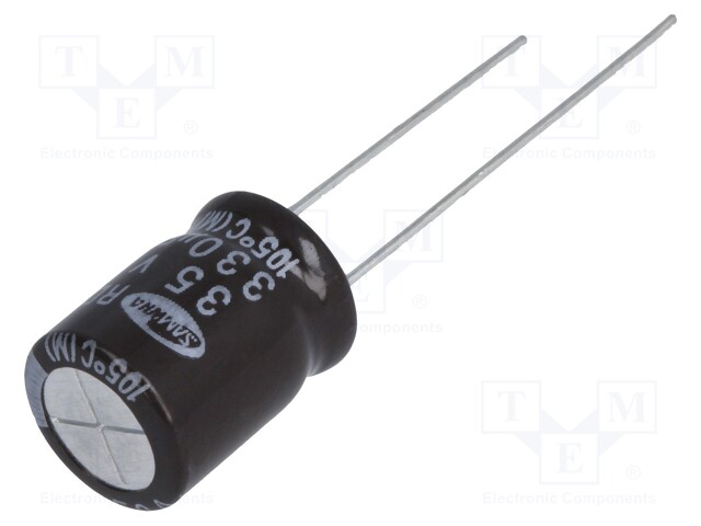 Capacitor: electrolytic; THT; 330uF; 35VDC; Ø10x12.5mm; ±20%