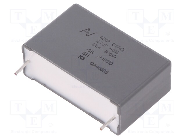 Capacitor: polypropylene; DC-Link; 2.7uF; ESR: 18.3mΩ; C4AQ; THT