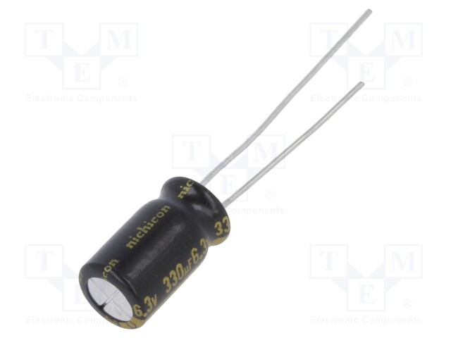 Capacitor: electrolytic; THT; 330uF; 6.3VDC; Ø6.3x11mm; ±20%; 2000h