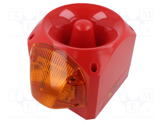 Signaller: lighting-sound; 24÷48VAC; LED; red; IP66; 110dB; Mat: ABS