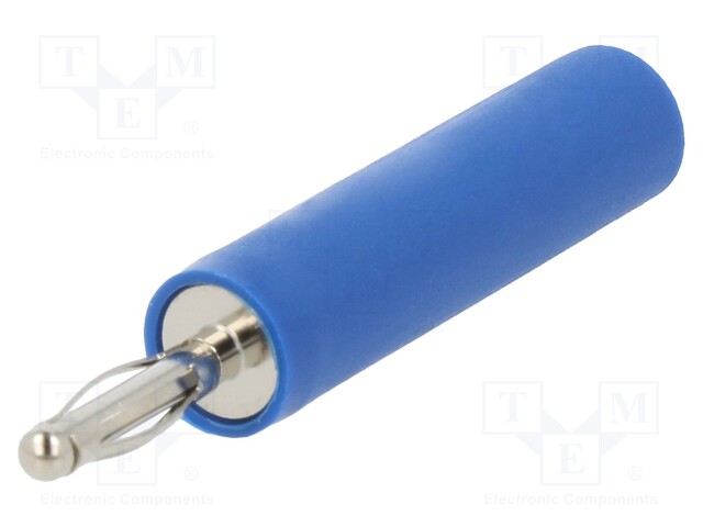 Adapter; 2mm banana; 10A; 70VDC; blue; nickel plated; 35.5mm