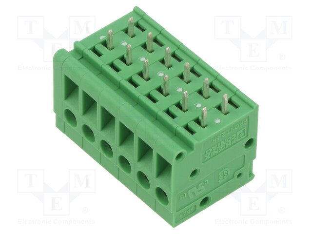 PCB terminal block; angled 90°; 5mm; ways: 6; on PCBs; 2.5mm2; 24A