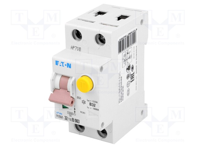 RCBO breaker; Inom: 32A; Ires: 30mA; Max surge current: 250A; 230V