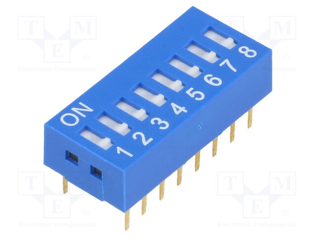 Switch: DIP-SWITCH; Poles number: 8; ON-OFF; 0.05A/12VDC; Pos: 2