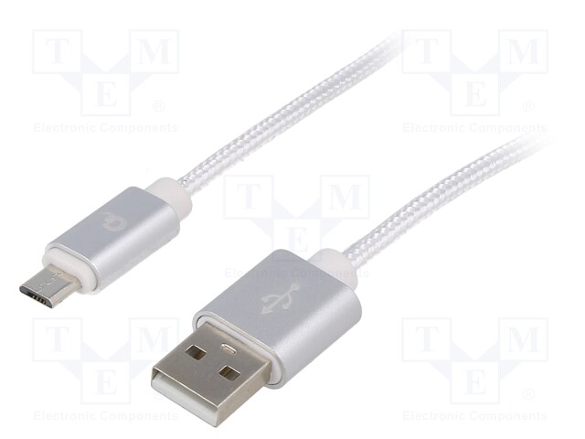 Cable; USB 2.0; USB A plug,USB B micro plug; gold-plated; 1.8m