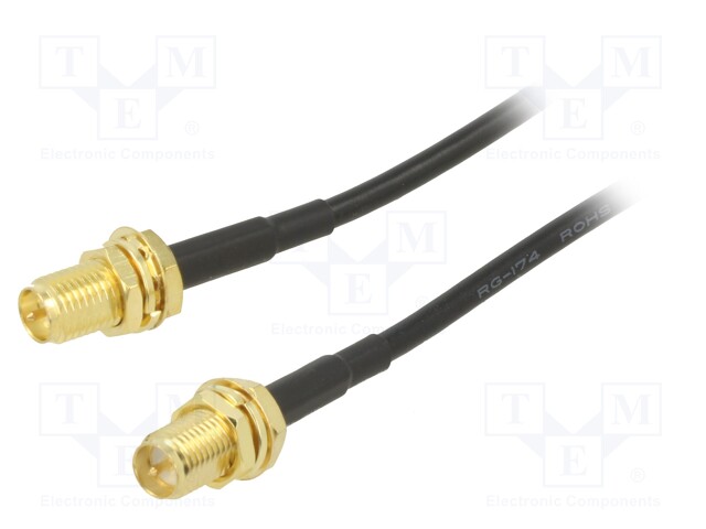 Cable; 50Ω; 1m; RP-SMA female,both sides; black; straight