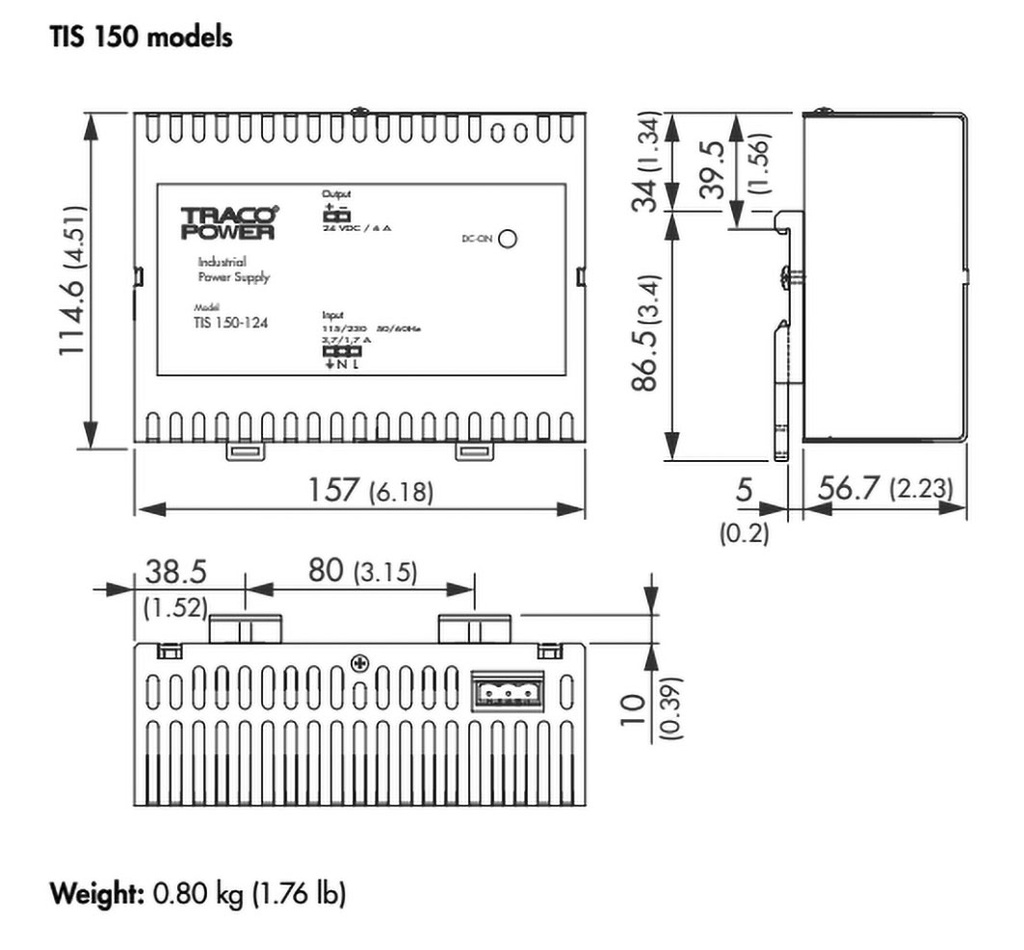 Power supply: switched-mode; 150W; 24VDC; 24÷28VDC; 6A; OUT: 1; 85%