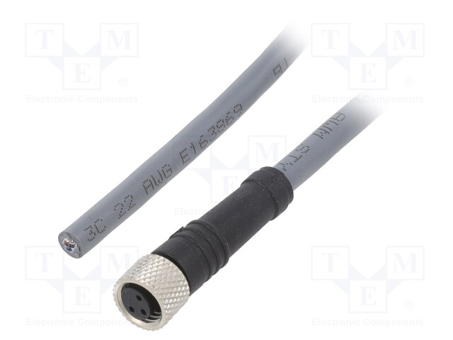 Connection lead; M8; PIN: 3; straight; 5m; plug; -25÷80°C; IP67