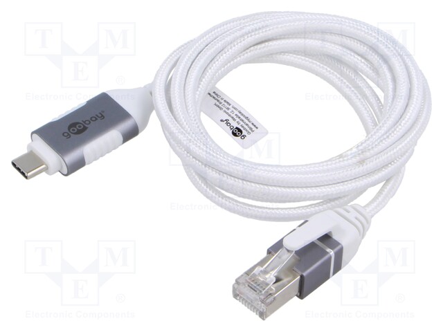 Cable; slim,USB 3.1; RJ45 plug,USB C plug; nickel plated; 1.5m