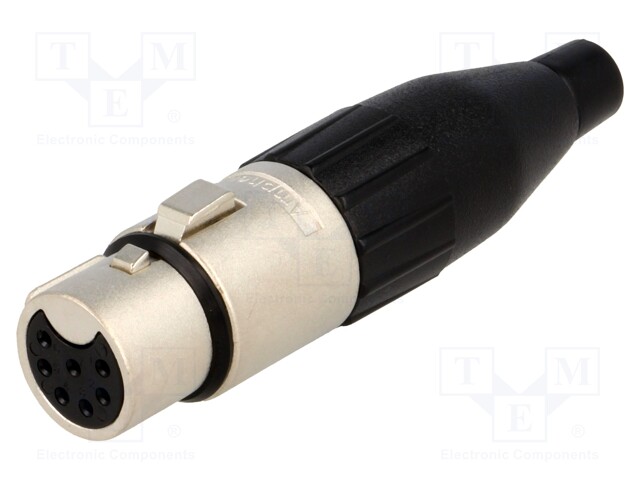 Plug; XLR; female; PIN: 7; straight; for cable; soldering; tinned