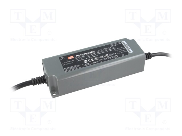 Power supply: switched-mode; for LED strips; 60W; 24VDC; 2.5A