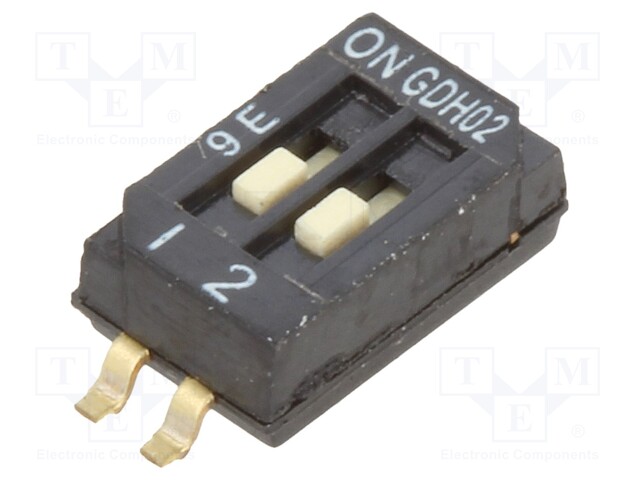 Switch: DIP-SWITCH; Poles number: 2; OFF-ON; 0.1A/50VDC; Pos: 2