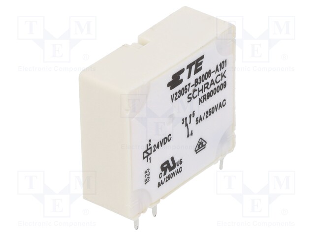 Relay: electromagnetic; SPDT; Ucoil: 24VDC; 5A/250VAC; 5A/24VDC; 5A