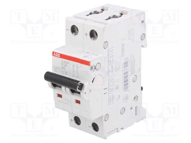 Circuit breaker; 230/400VAC; 2A; Poles: 2; DIN; Charact: K; IP20