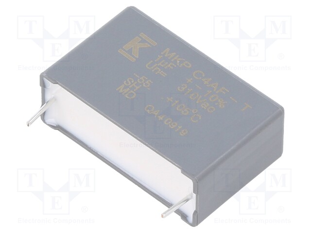 AC Film Capacitor, 1 µF, 310 VAC, Metallized PP, ± 10%, C4AF Series, Radial Box