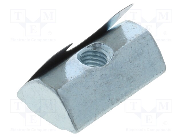 Nut; for profiles; Width of the groove: 8mm; V: with spring leaf