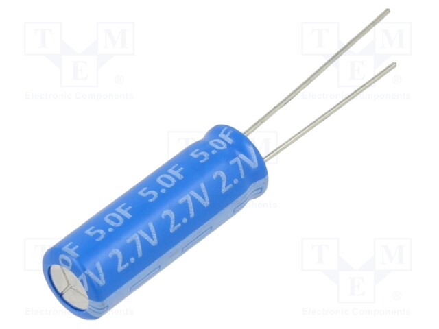 Supercapacitor; THT; 5F; 2.7VDC; Ø8x24mm