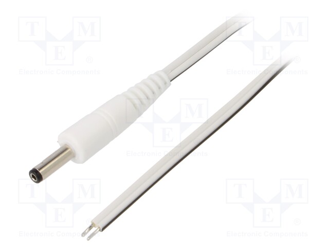 Cable; wires,DC 4,0/1,7 plug; straight; 0.5mm2; white; 0.5m