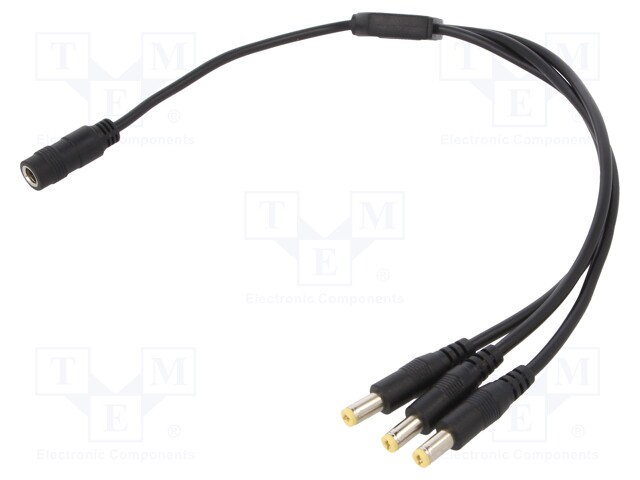 Cable; DC 5,5/2,1 socket,DC 5,5/2,1 plug x3; straight; 0.5mm2