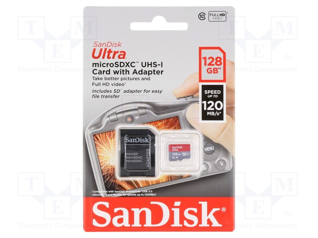 Memory card; SD XC Micro; 128GB; 120MB/s; Class 10 UHS U1