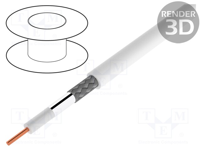 Wire: coaxial; BiTSAT 757; solid; Cu; PE; white